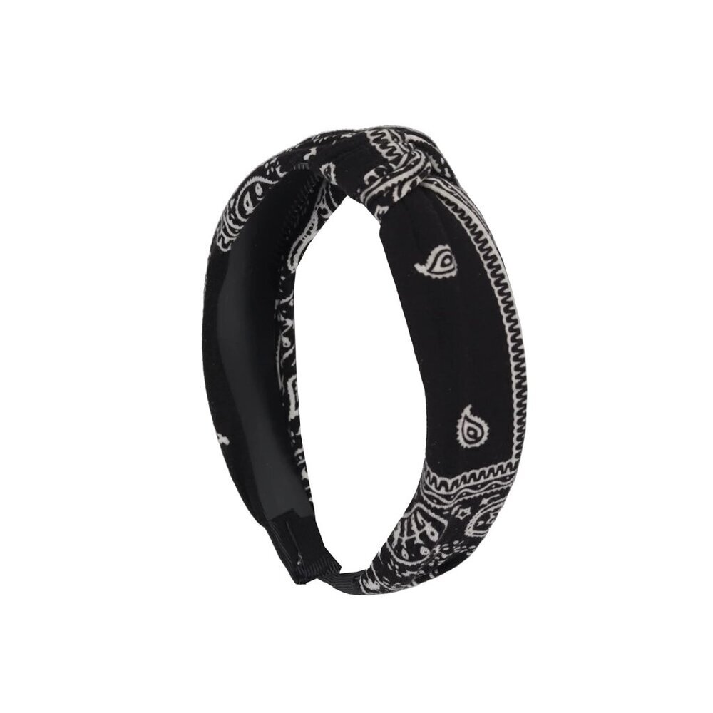Versatile Black Paisley Turban Knot Headband - Perfect for Crafts & Costumes